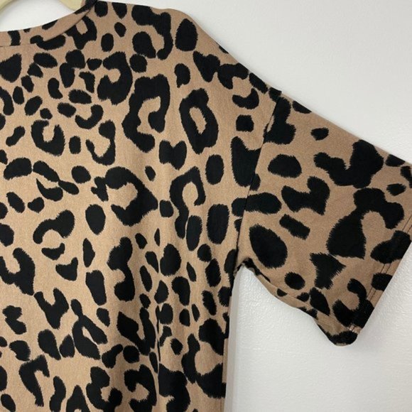 New Fashion Nova Leopard Print Soft Knit Oversized Tee Brown Black Size Small - Picture 14 of 16